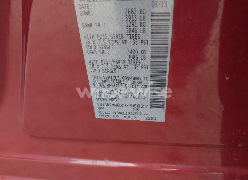 Photo 9 of 2013 Nissan Pathfinder SV (VIN 5N1AR2MM6DC656027)