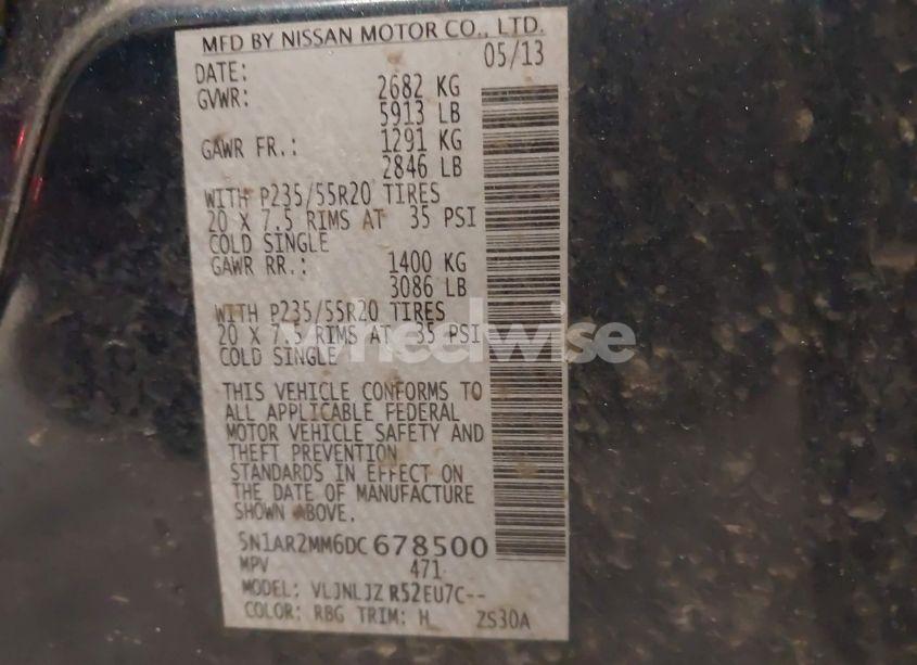 Photo 9 of 2013 Nissan Pathfinder PLATINUM (VIN 5N1AR2MM6DC678500)