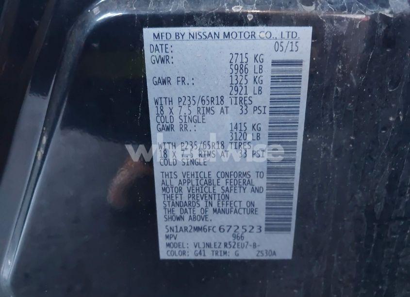 Photo 9 of 2015 Nissan Pathfinder SV (VIN 5N1AR2MM6FC672523)