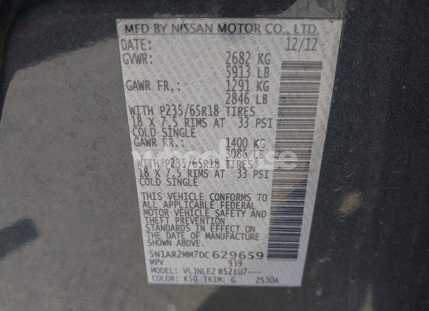 Photo 9 of 2013 Nissan Pathfinder SV (VIN 5N1AR2MM7DC629659)