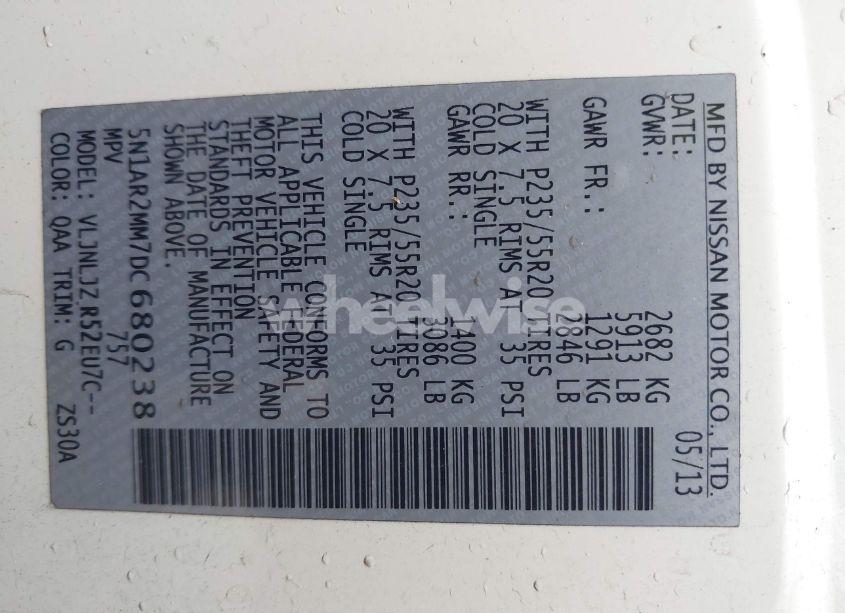 Photo 9 of 2013 Nissan Pathfinder PLATINUM (VIN 5N1AR2MM7DC680238)