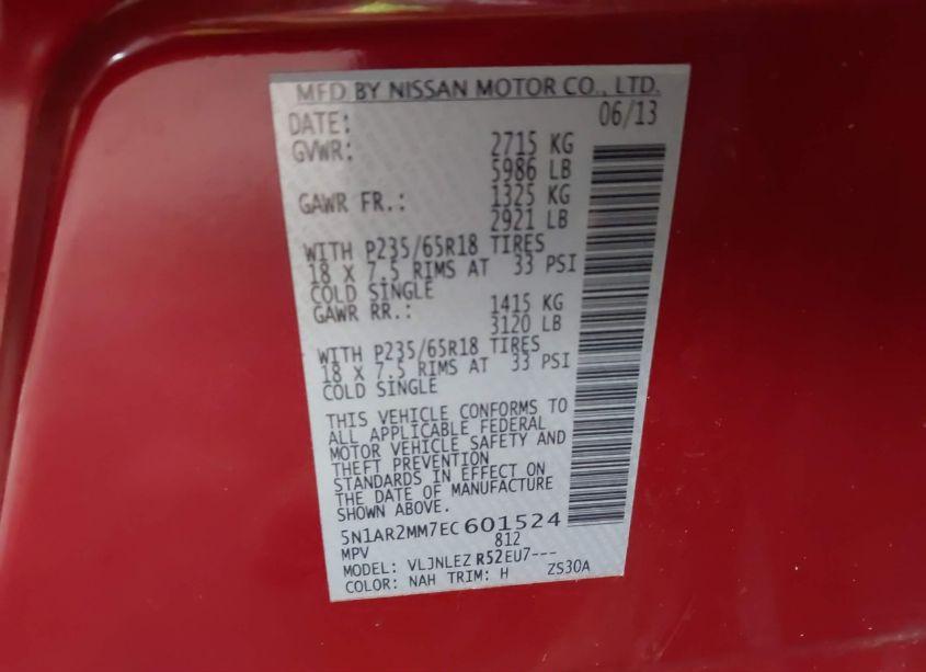 Photo 9 of 2014 Nissan Pathfinder SV (VIN 5N1AR2MM7EC601524)