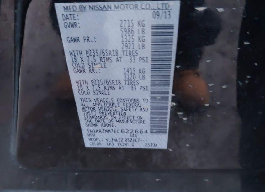 Photo 9 of 2014 Nissan Pathfinder SV (VIN 5N1AR2MM7EC622664)