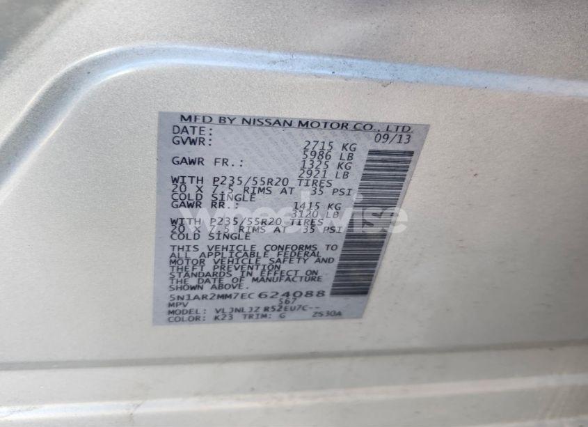 Photo 9 of 2014 Nissan Pathfinder (VIN 5N1AR2MM7EC624088)