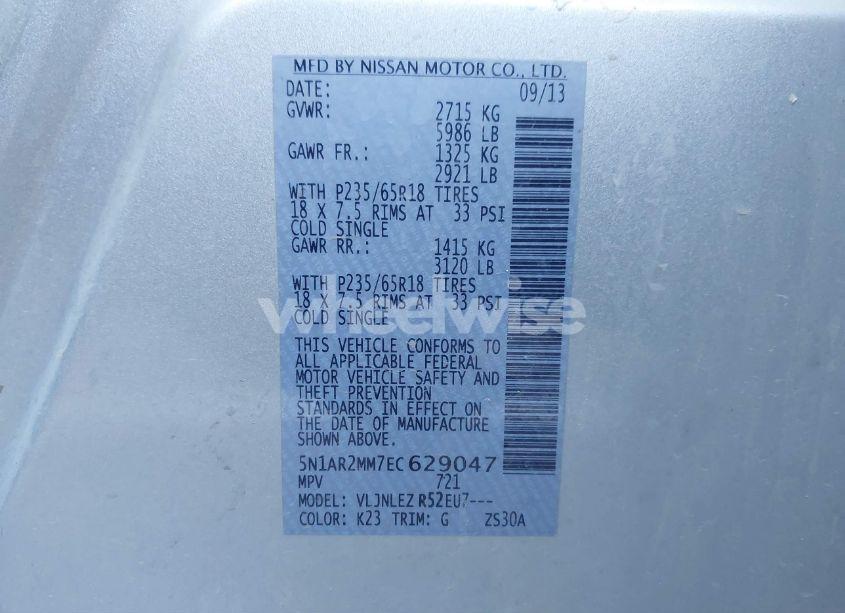 Photo 9 of 2014 Nissan Pathfinder SV (VIN 5N1AR2MM7EC629047)