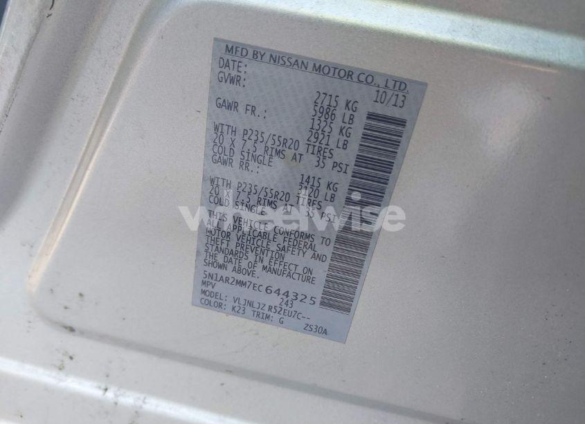 Photo 9 of 2014 Nissan Pathfinder PLATINUM (VIN 5N1AR2MM7EC644325)