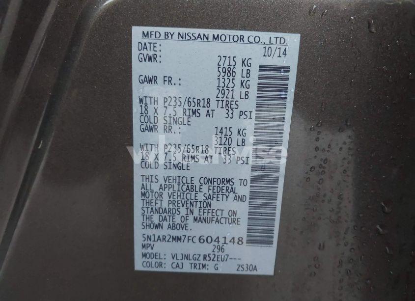 Photo 9 of 2015 Nissan Pathfinder SL (VIN 5N1AR2MM7FC604148)