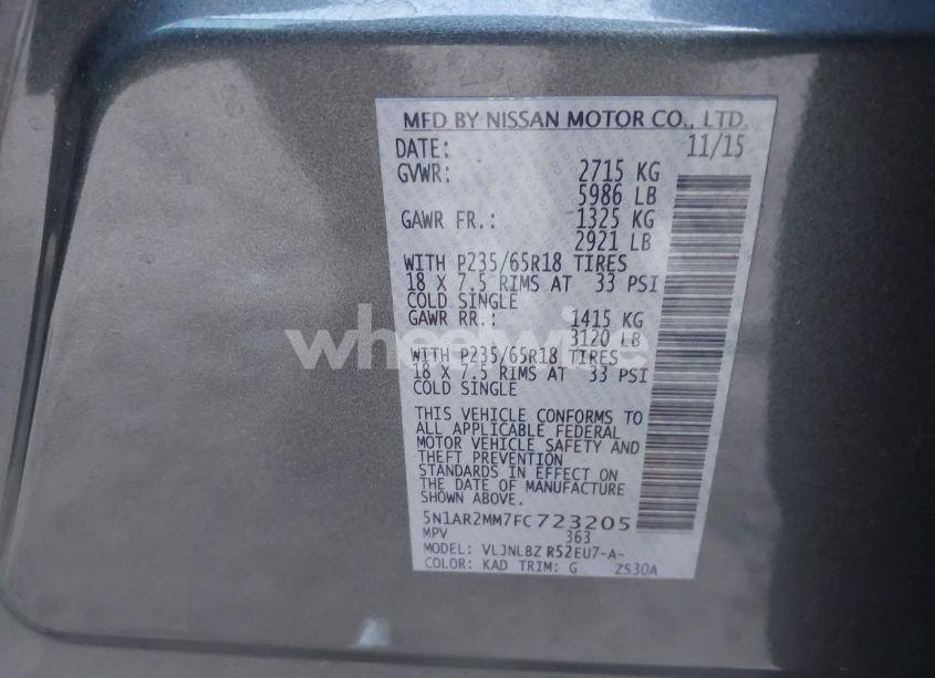 Photo 9 of 2015 Nissan Pathfinder S (VIN 5N1AR2MM7FC723205)