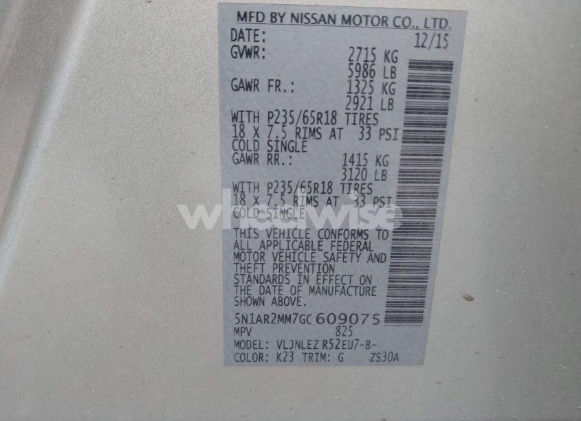 Photo 9 of 2016 Nissan Pathfinder SV (VIN 5N1AR2MM7GC609075)