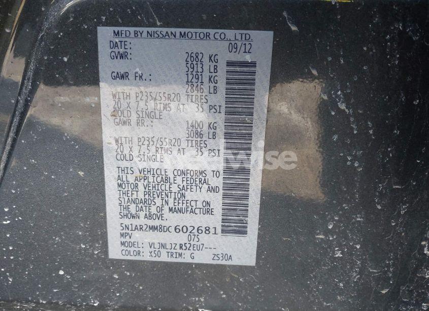 Photo 9 of 2013 Nissan Pathfinder PLATINUM (VIN 5N1AR2MM8DC602681)