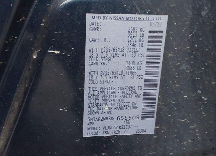 Photo 9 of 2013 Nissan Pathfinder SL (VIN 5N1AR2MM8DC655509)