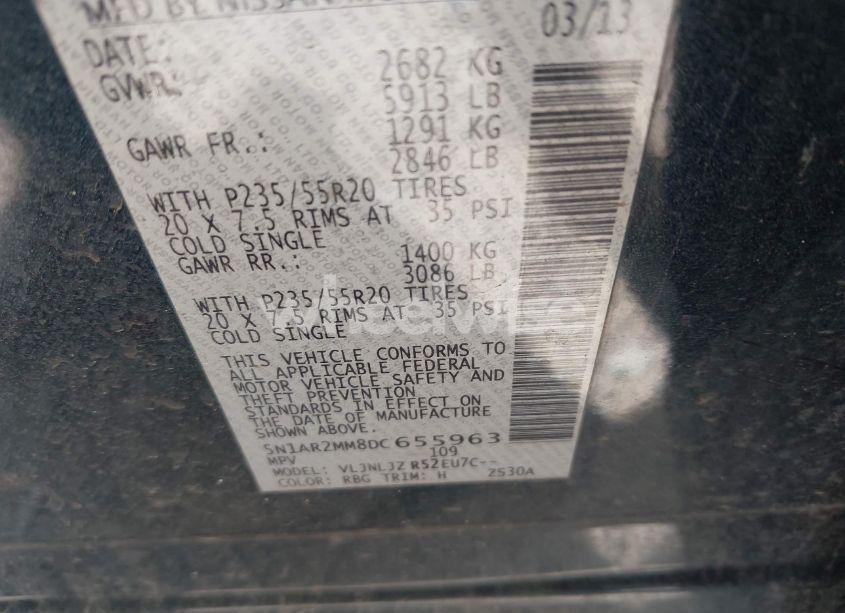 Photo 9 of 2013 Nissan Pathfinder PLATINUM (VIN 5N1AR2MM8DC655963)