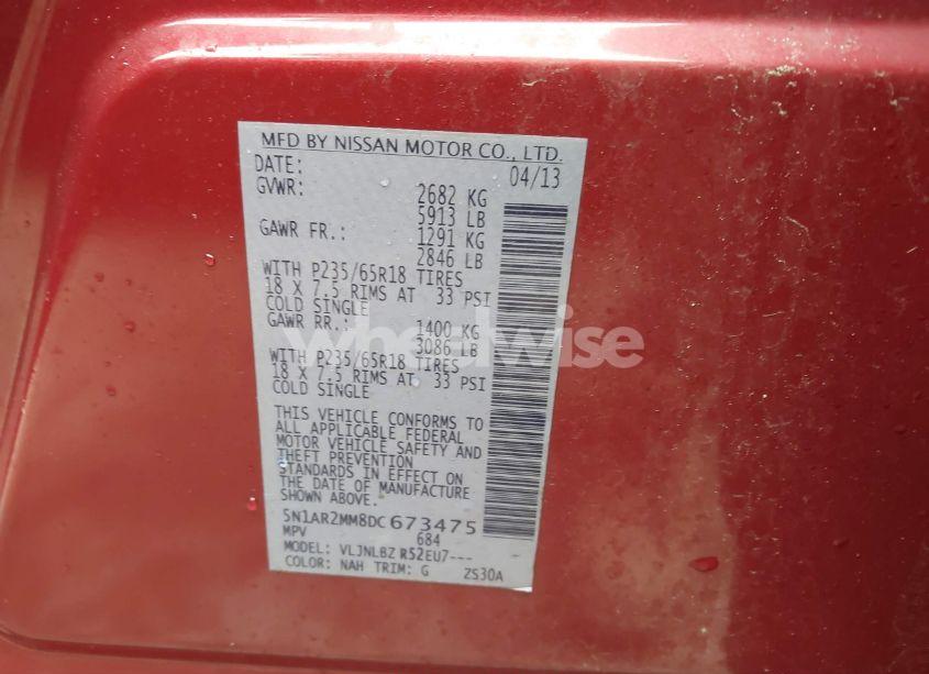 Photo 9 of 2013 Nissan Pathfinder S (VIN 5N1AR2MM8DC673475)