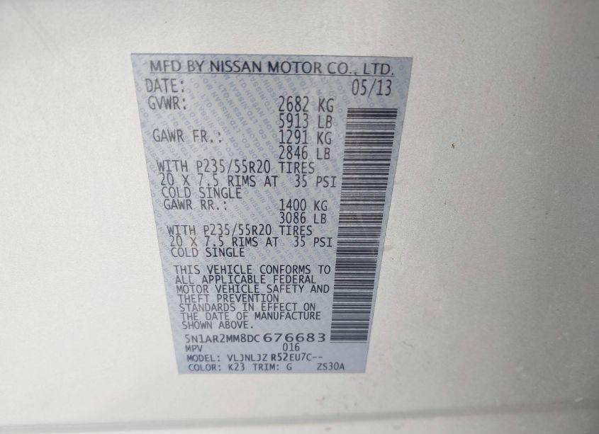 Photo 9 of 2013 Nissan Pathfinder PLATINUM (VIN 5N1AR2MM8DC676683)