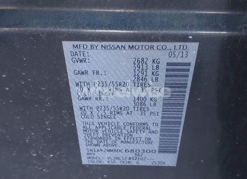 Photo 9 of 2013 Nissan Pathfinder PLATINUM (VIN 5N1AR2MM8DC680300)