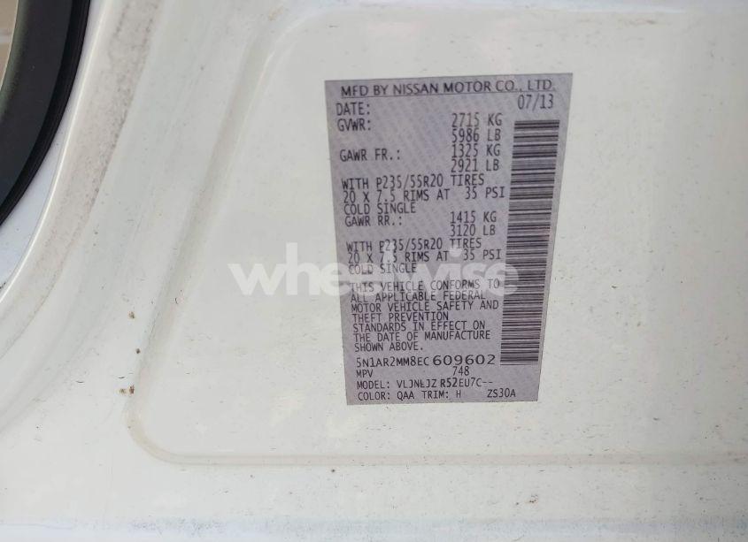 Photo 9 of 2014 Nissan Pathfinder PLATINUM (VIN 5N1AR2MM8EC609602)