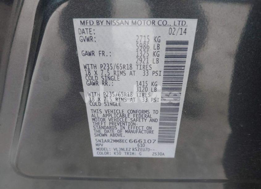 Photo 9 of 2014 Nissan Pathfinder SV (VIN 5N1AR2MM8EC666107)