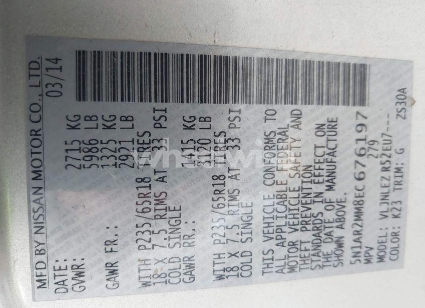 Photo 9 of 2014 Nissan Pathfinder SV (VIN 5N1AR2MM8EC676197)