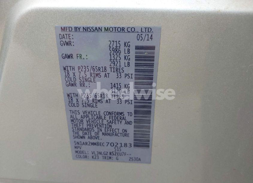 Photo 9 of 2014 Nissan Pathfinder SL (VIN 5N1AR2MM8EC702183)