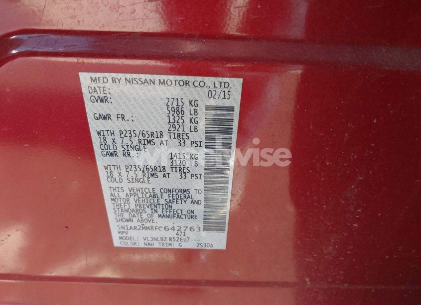 Photo 9 of 2015 Nissan Pathfinder S (VIN 5N1AR2MM8FC642763)