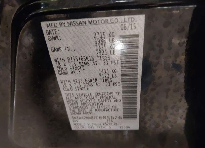 Photo 9 of 2015 Nissan Pathfinder SL (VIN 5N1AR2MM8FC685676)