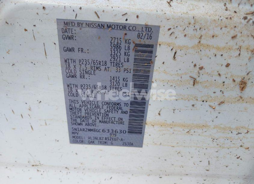 Photo 9 of 2016 Nissan Pathfinder S (VIN 5N1AR2MM8GC633630)