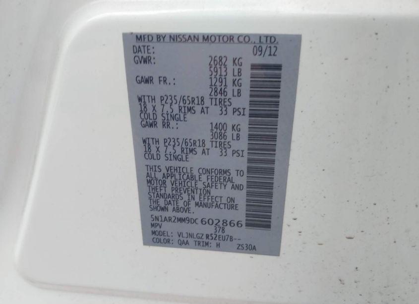 Photo 9 of 2013 Nissan Pathfinder SL (VIN 5N1AR2MM9DC602866)