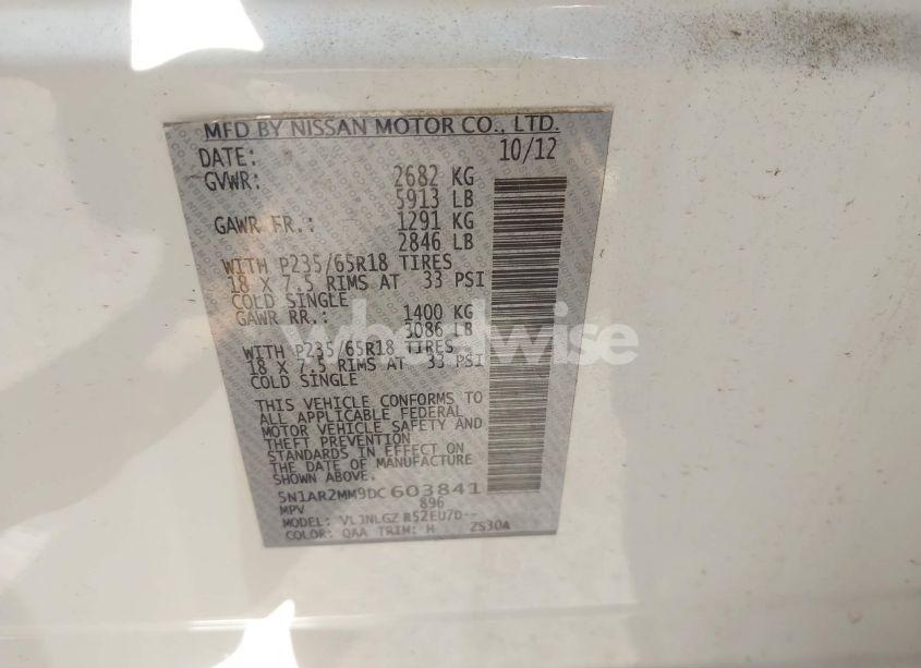 Photo 9 of 2013 Nissan Pathfinder SL (VIN 5N1AR2MM9DC603841)