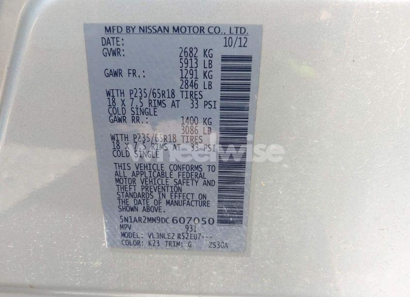 Photo 9 of 2013 Nissan Pathfinder SV (VIN 5N1AR2MM9DC607050)