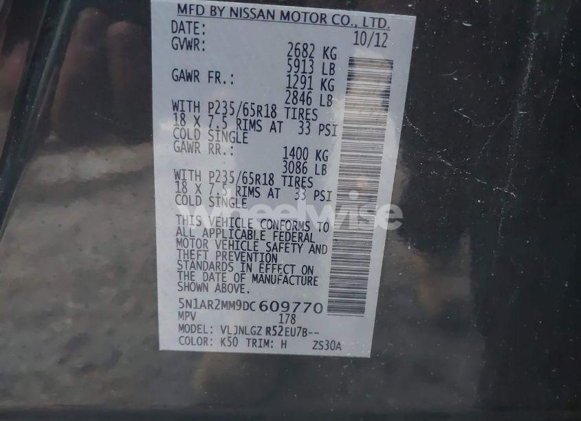 Photo 9 of 2013 Nissan Pathfinder SL (VIN 5N1AR2MM9DC609770)