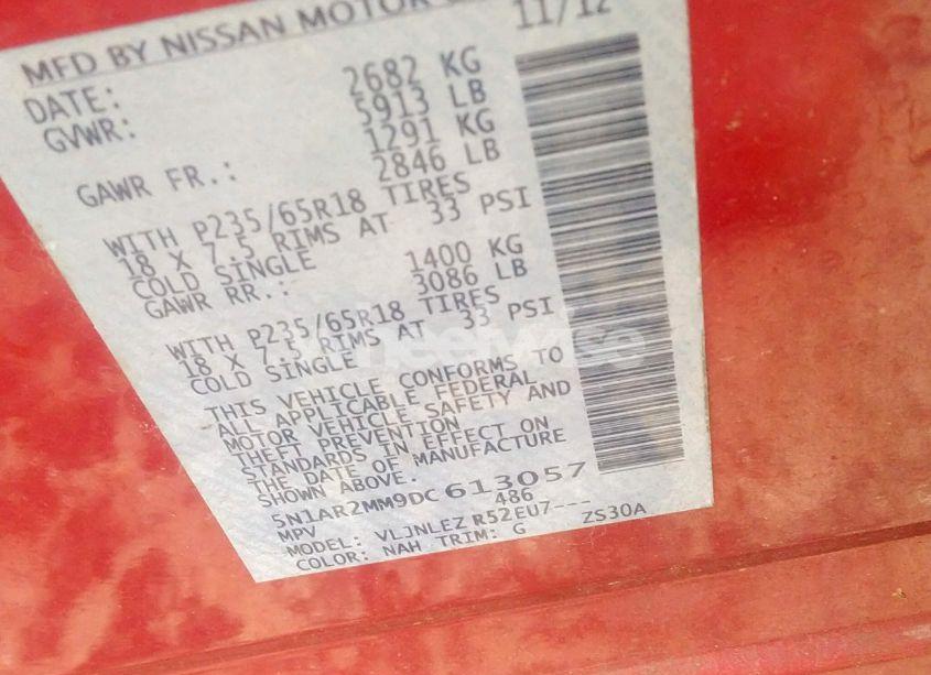 Photo 9 of 2013 Nissan Pathfinder SV (VIN 5N1AR2MM9DC613057)