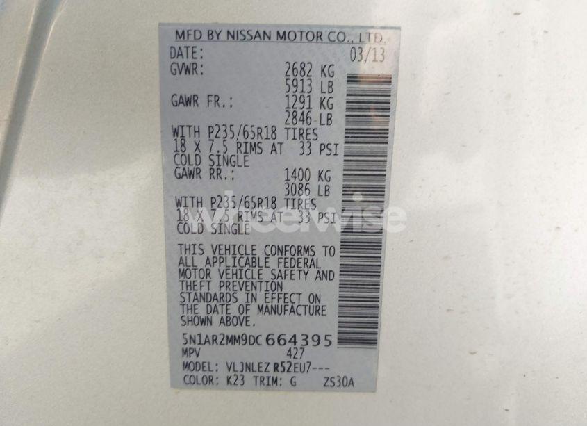 Photo 9 of 2013 Nissan Pathfinder SV (VIN 5N1AR2MM9DC664395)