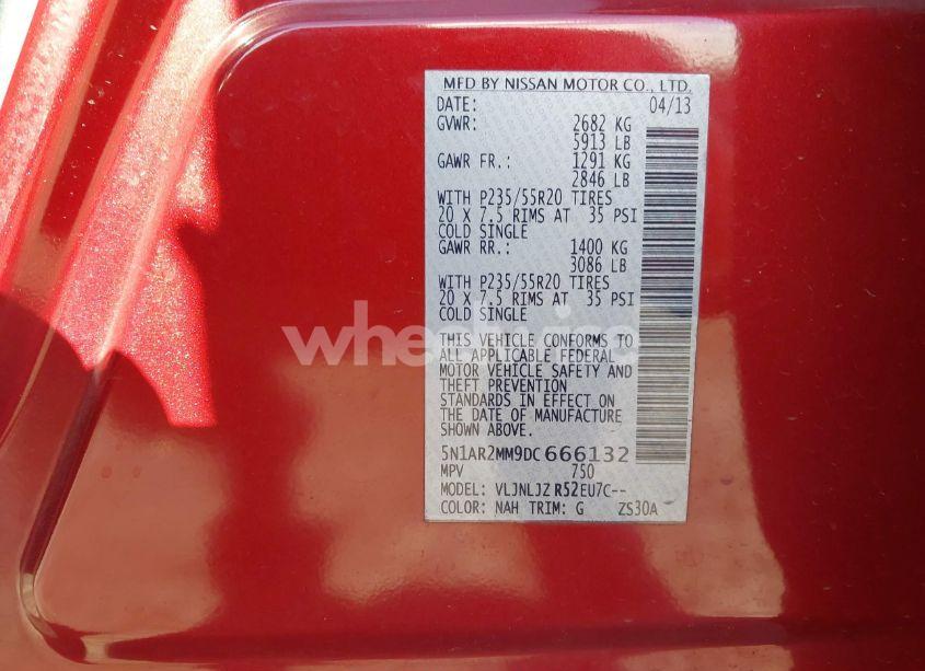 Photo 9 of 2013 Nissan Pathfinder PLATINUM (VIN 5N1AR2MM9DC666132)