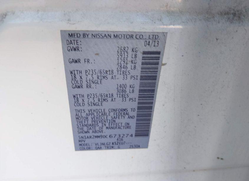 Photo 9 of 2013 Nissan Pathfinder SL (VIN 5N1AR2MM9DC673274)