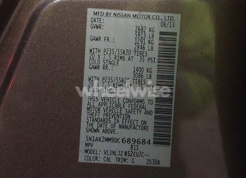 Photo 9 of 2013 Nissan Pathfinder PLATINUM (VIN 5N1AR2MM9DC689684)