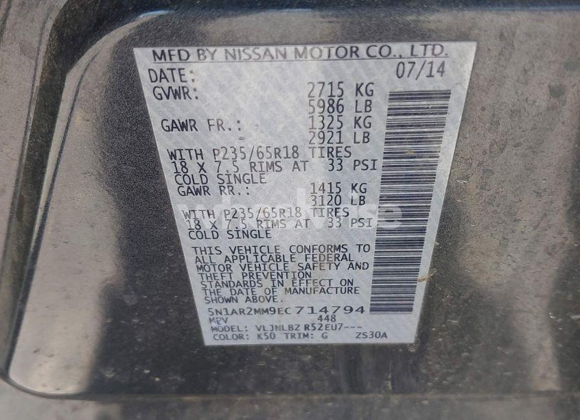 Photo 9 of 2014 Nissan Pathfinder S (VIN 5N1AR2MM9EC714794)