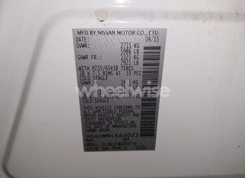 Photo 9 of 2015 Nissan Pathfinder SV (VIN 5N1AR2MM9FC663072)