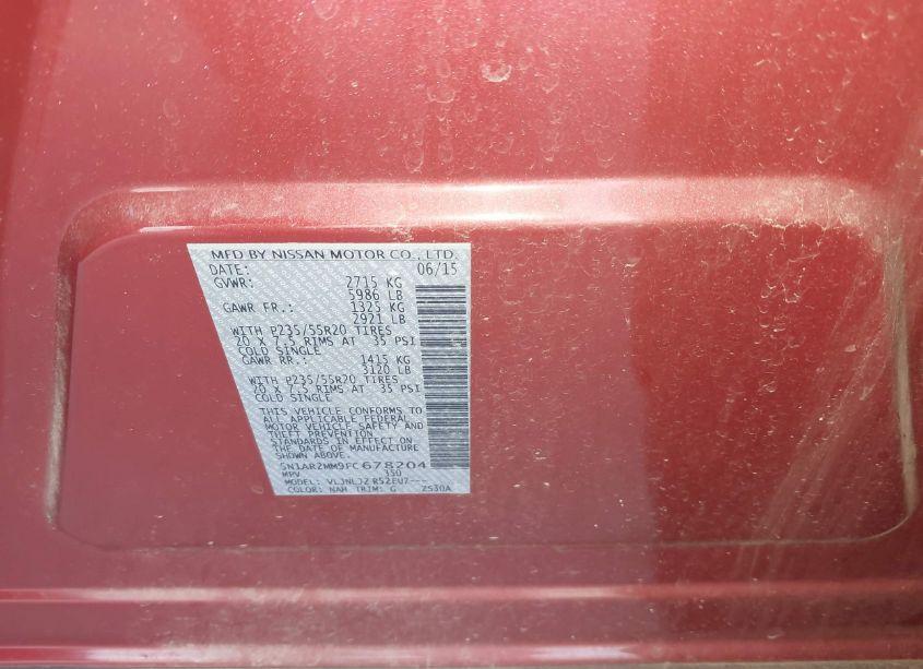 Photo 9 of 2015 Nissan Pathfinder PLATINUM (VIN 5N1AR2MM9FC678204)