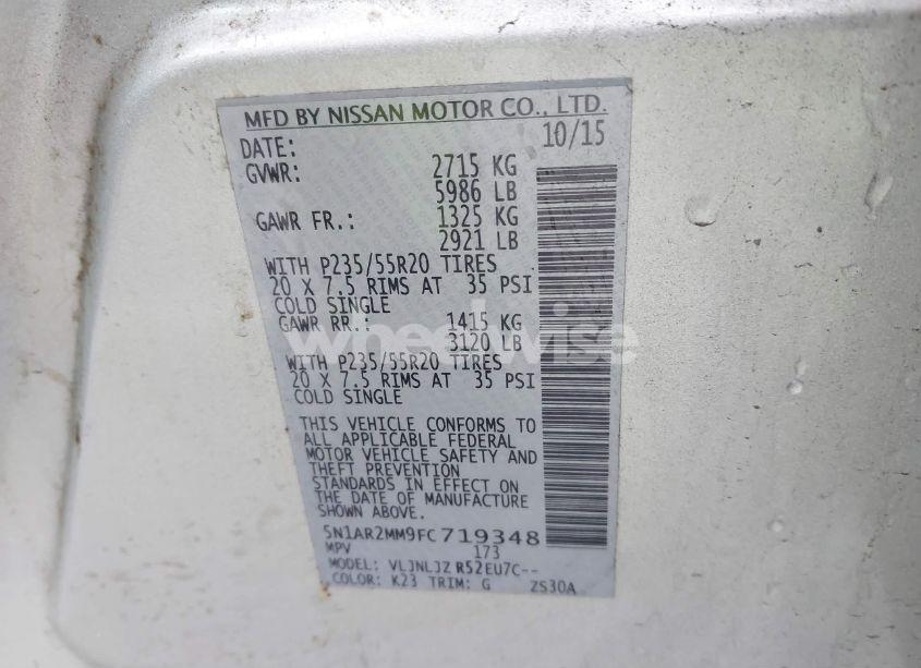 Photo 9 of 2015 Nissan Pathfinder (VIN 5N1AR2MM9FC719348)