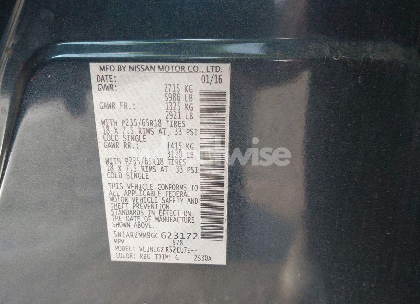 Photo 9 of 2016 Nissan Pathfinder SL (VIN 5N1AR2MM9GC623172)