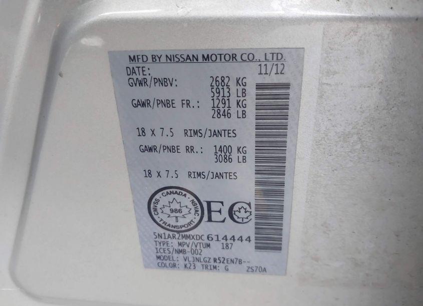 Photo 9 of 2013 Nissan Pathfinder PLATINUM/S/SL/SV (VIN 5N1AR2MMXDC614444)