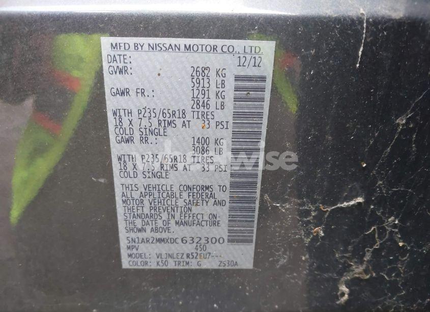 Photo 9 of 2013 Nissan Pathfinder SV (VIN 5N1AR2MMXDC632300)