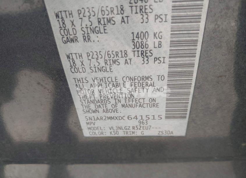 Photo 9 of 2013 Nissan Pathfinder SL (VIN 5N1AR2MMXDC641515)