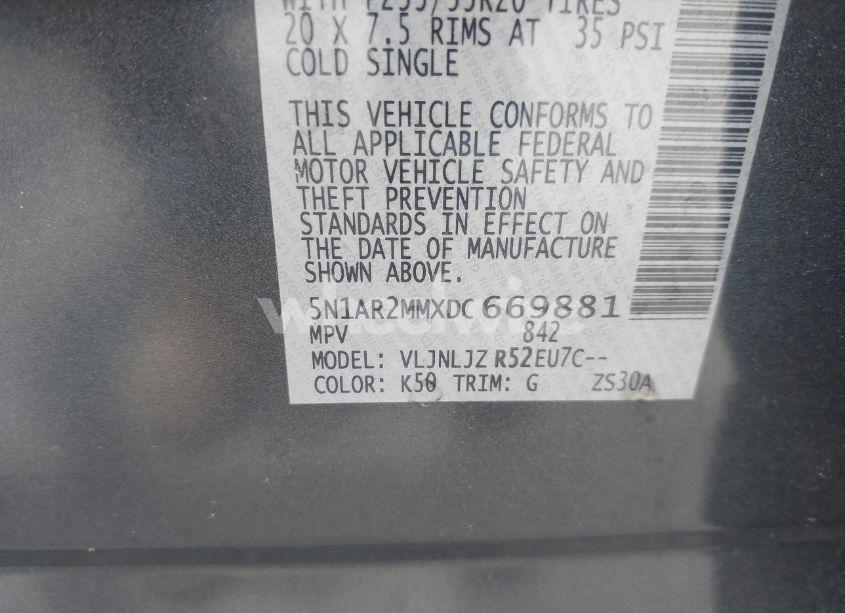 Photo 9 of 2013 Nissan Pathfinder PLATINUM (VIN 5N1AR2MMXDC669881)