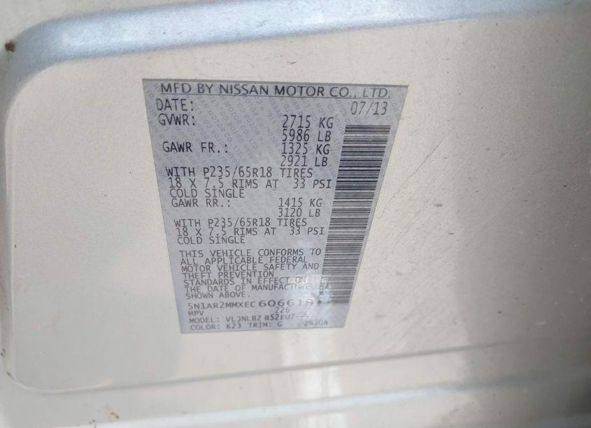 Photo 9 of 2014 Nissan Pathfinder S (VIN 5N1AR2MMXEC606619)