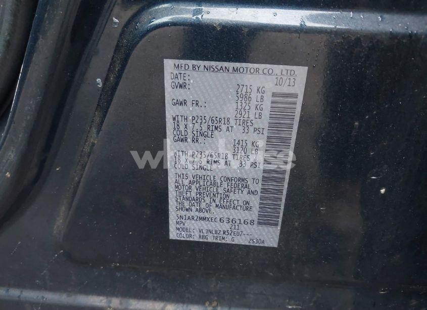 Photo 9 of 2014 Nissan Pathfinder S (VIN 5N1AR2MMXEC636168)