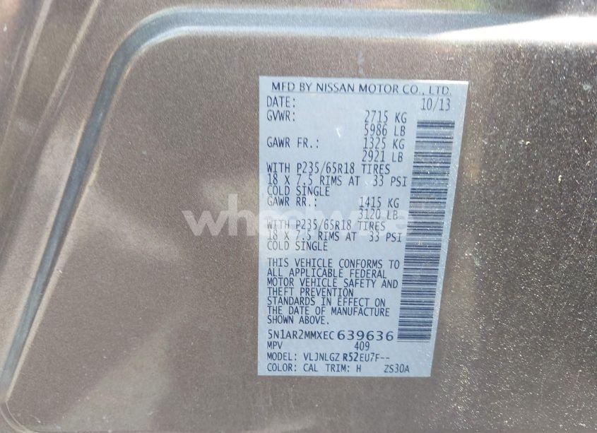 Photo 9 of 2014 Nissan Pathfinder SL (VIN 5N1AR2MMXEC639636)