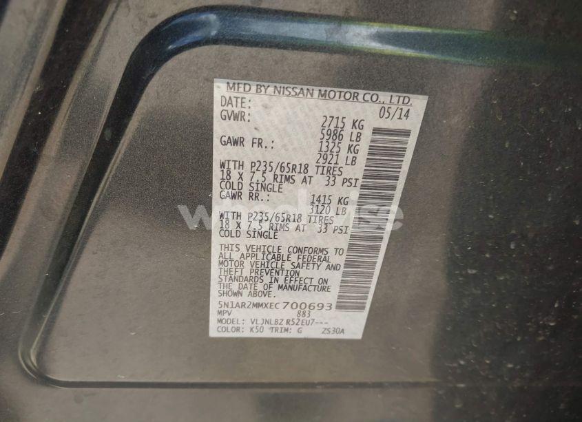 Photo 9 of 2014 Nissan Pathfinder S (VIN 5N1AR2MMXEC700693)