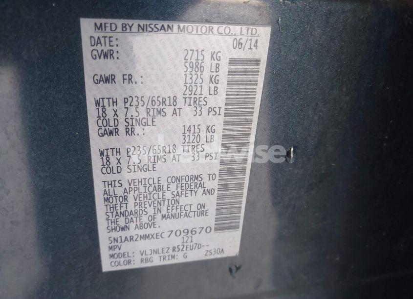 Photo 9 of 2014 Nissan Pathfinder SV (VIN 5N1AR2MMXEC709670)