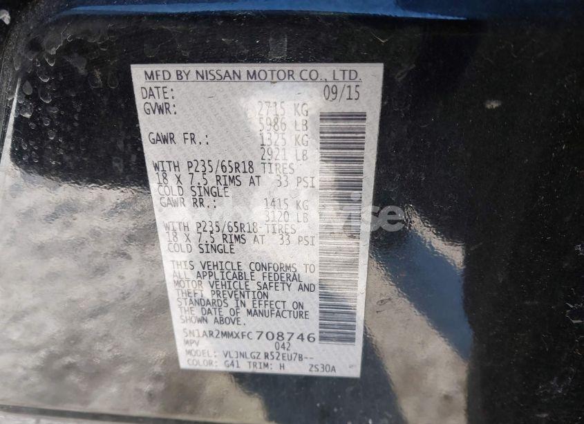 Photo 9 of 2015 Nissan Pathfinder SL (VIN 5N1AR2MMXFC708746)